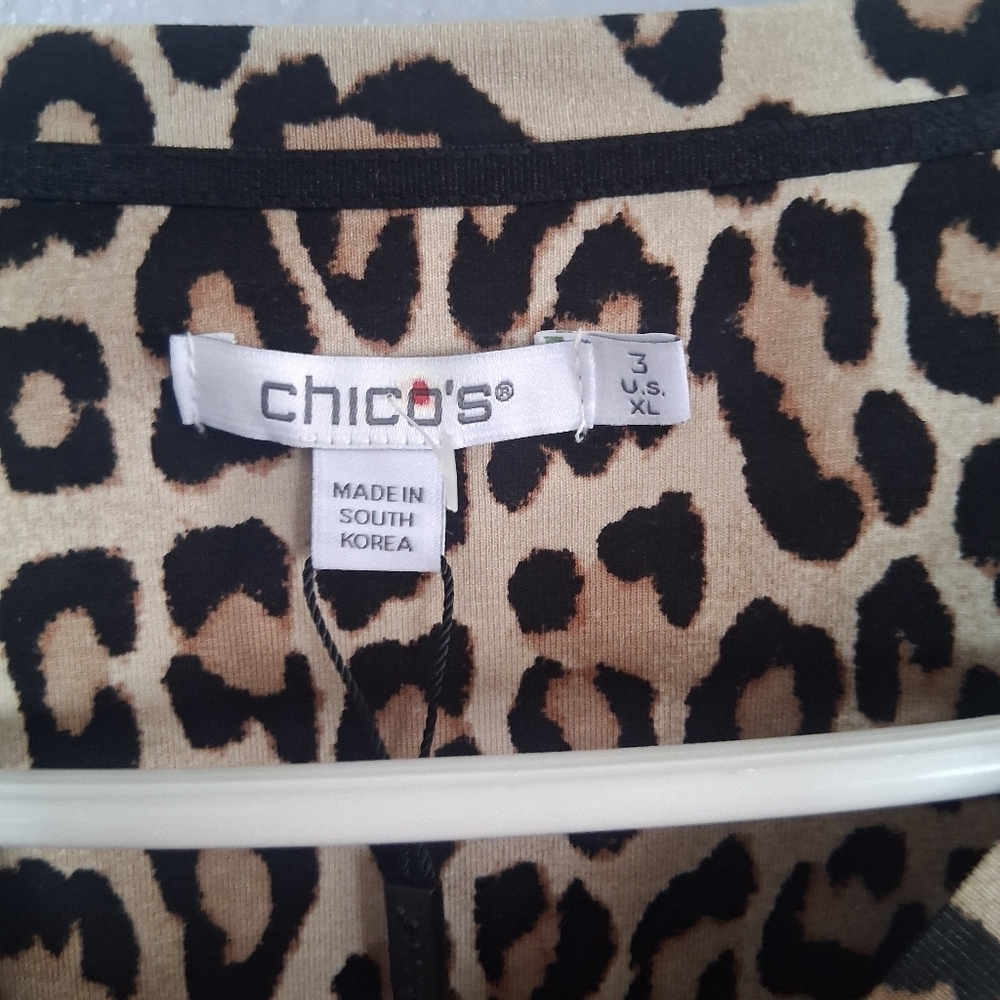 Chico's NWT Touch Of Cool Animal Leopard LS Layering Tee Camel 3/XL - Picture 5 of 7